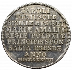 August III Sas, Gulden (2/3 talara) 1738, Drezno - gulden zaślubinowy