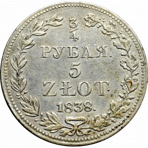 Poland under Russia, Nicholas I, 3/4 rouble=5 zloty 1838 MW