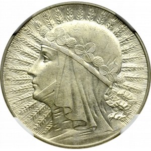 II Rzeczpospolita, 5 złotych 1933 Głowa kobiety - NGC MS62