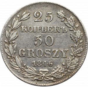 Zabór rosyjski, Mikołaj I, 25 kopiejek=50 groszy 1846 MW, Warszawa