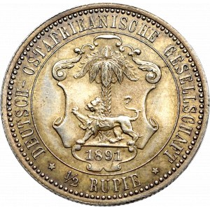 German East Africa, 1/2 rupee 1891