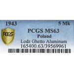 Litzmannstadt Ghetto, 5 mark 1943 - PCGS MS63