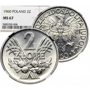 People's Republic of Poland, 2 zlote 1960 - NGC MS67