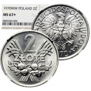 People's Republic of Poland, 2 zlote 1970 - NGC MS67+