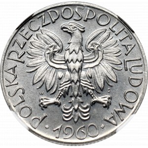 PRL, 5 złotych 1960 Rybak - NGC MS66