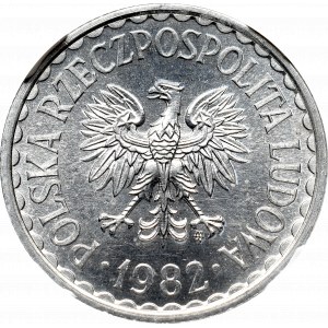 PRL, 1 złoty 1982 - wąska data NGC MS66