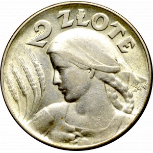 II Rzeczpospolita, 2 złote 1925 (bez kropki), Filadelfia Kobieta i kłosy