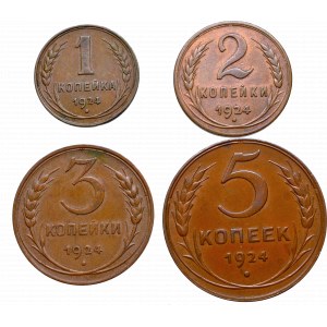 Soviet Union, Lot 1-5 kopecks 1924