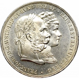 Austria, Franz Joseph I, 2 gulden 1879 - silver wedding