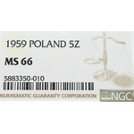 PRL, 5 złotych 1959 - NGC MS66