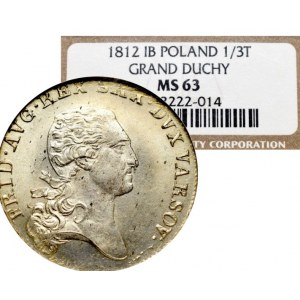 Duchy of Warsaw, 1/3 thaler 1812 IB - NGC MS63