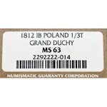 Duchy of Warsaw, 1/3 thaler 1812 IB - NGC MS63