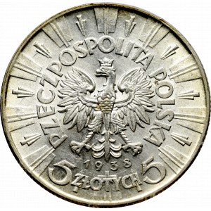 II Republic of Poland, 5 zloty 1938 Pilsudski - PCGS AU58