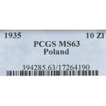 II Rzeczpospolita, 10 złotych 1935 Piłsudski - PCGS MS63