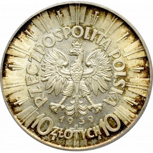 II Rzeczpospolita, 10 złotych 1939 Piłsudski - PCGS MS62