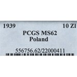II Republic of Poland, 10 zloty 1939 Pilsudski - PCGS MS62