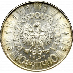 II Rzeczpospolita, 10 złotych 1939 Piłsudski - zjawiskowy
