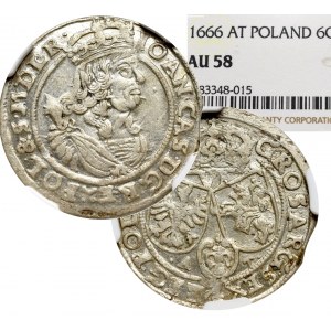 John II Casimir, 6 groschen 1666, Bromberg - NGC AU58