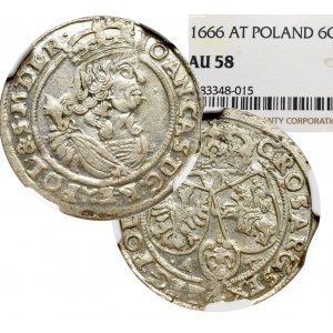 Jan II Kazimierz, Szóstak 1666, Bydgoszcz - NGC AU58