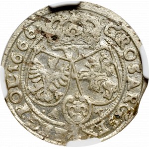 John II Casimir, 6 groschen 1666, Bromberg - NGC AU58