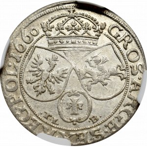 Jan II Kazimierz, Szóstak 1660, Kraków - Tarcze lekko wygięte NGC MS62
