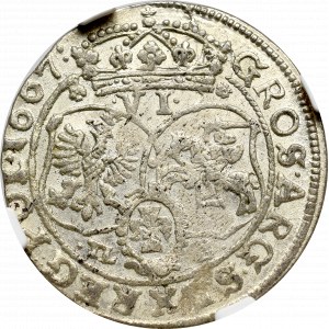 Jan II Kazimierz, Szóstak 1667, Bydgoszcz - NGC MS64