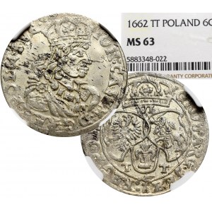 Jan II Kazimierz, Szóstak 1662, Bydgoszcz - NGC MS63