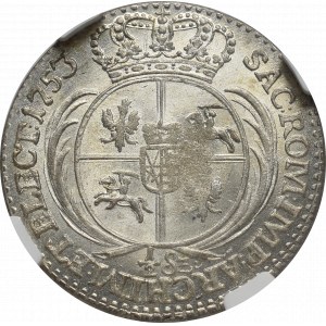 Germany, Saxony, Friedrich August II, 3 groschen 1753, Leipzig - NGC MS65