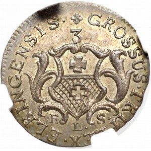 Saxony, Friedrich August II, 3 groschen 1760, Elbing - NGC MS62