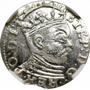 Stephan Bathory, 3 groschen 1585, Riga - NGC MS66+