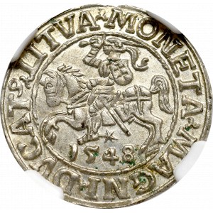 Zygmunt II August, Półgrosz 1548 Wilno - LI/LITVA NGC MS64