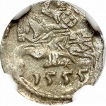 Sigismund II Augustus, Denarius 1555, Vilnius - NGC MS63