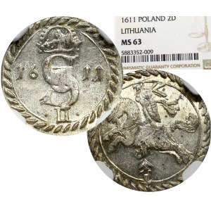 Sigismund III, 2 denarii 1611, Vilnius - NGC MS63