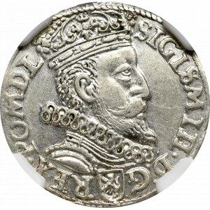 Zygmunt III Waza, Trojak 1603, Kraków - nieopisany NGC AU58