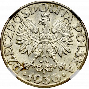 II Rzeczpospolita, 2 złote 1936 Żaglowiec - NGC MS62