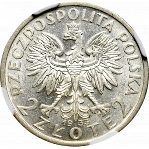 II Rzeczpospolita, 2 złote 1933 Głowa Kobiety - NGC MS62