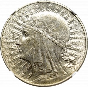 II Republic of Poland, 10 zlotych 1932, Women's Head, London- NGC MS62