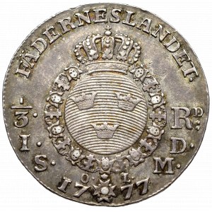 Sweden, Gustav III, 1/3 riksdaler=1 daler 1777, Stockholm