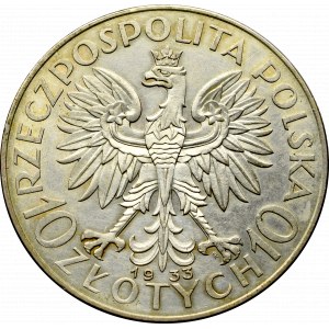 II Rzeczpospolita, 10 złotych 1933 Głowa kobiety