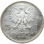 II Rzeczpospolita, 5 złotych 1930 Sztandar - rzadkość stempel głęboki