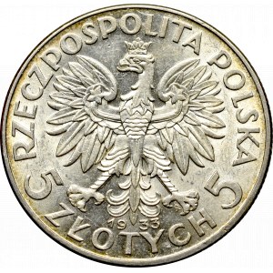 II Rzeczpospolita, 5 złotych 1933 Głowa kobiety