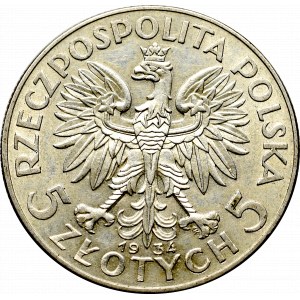 II Rzeczpospolita, 5 złotych 1934 Głowa kobiety