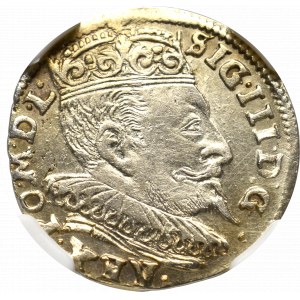 Sigismund III, 3 groschen 1595, Vilnius - NGC AU Details