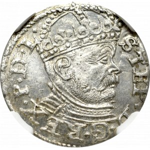 Stephen Bathory, 3 groschen 1586, Riga - NGC MS62