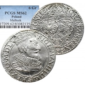 Sigismundus III, 6 groschen 1596, Marienburg - PCGS MS62