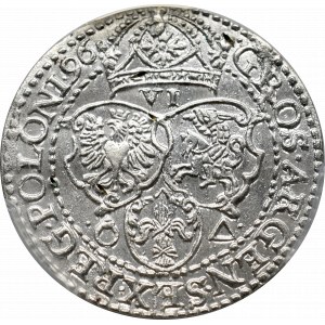 Zygmunt III Waza, Szóstak 1596, Malbork - mała głowa PCGS MS62