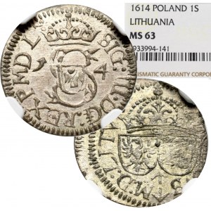 Sigismund III, Schilling 1614, Vilnius - NGC MS63