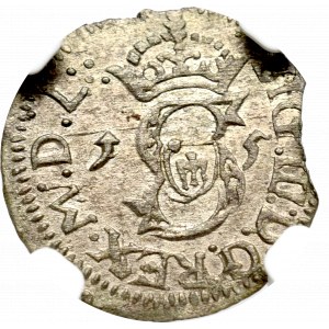 Zygmunt III Waza, Szeląg 1615, Wilno - bez P w legendzie NGC MS61