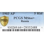 Rosja, Mikołaj II, 5 rubli 1903 AP - PCGS MS64+