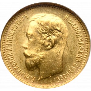 Russia, Nikolai II, 5 ruble 1902 AP - NGC MS66